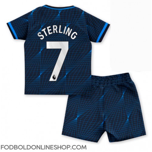 Chelsea Raheem Sterling #7 Udebane Trøje Børn 2023-24 Kortærmet (+ Korte bukser)